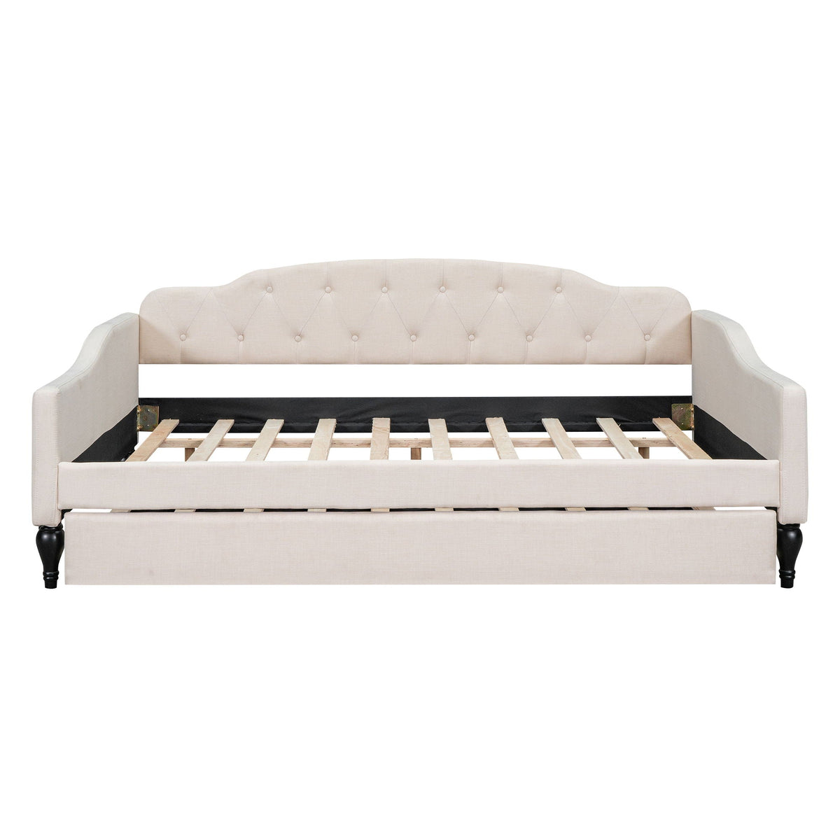Upholstered Tufted Daybed with Storage Options - Beige