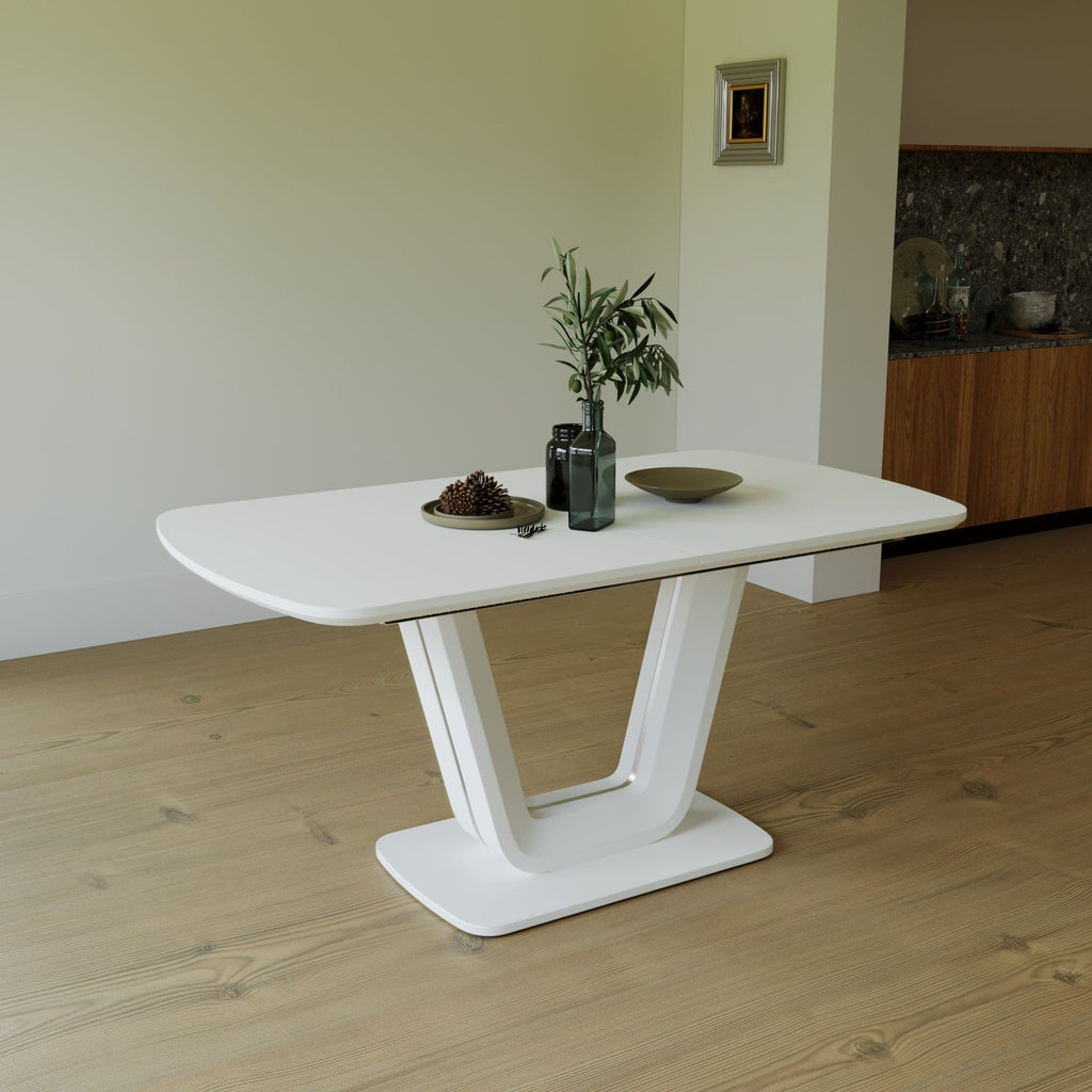 Modern Industrial Style Expandable Dining Table with U-Shaped Legs - Antique Gray White