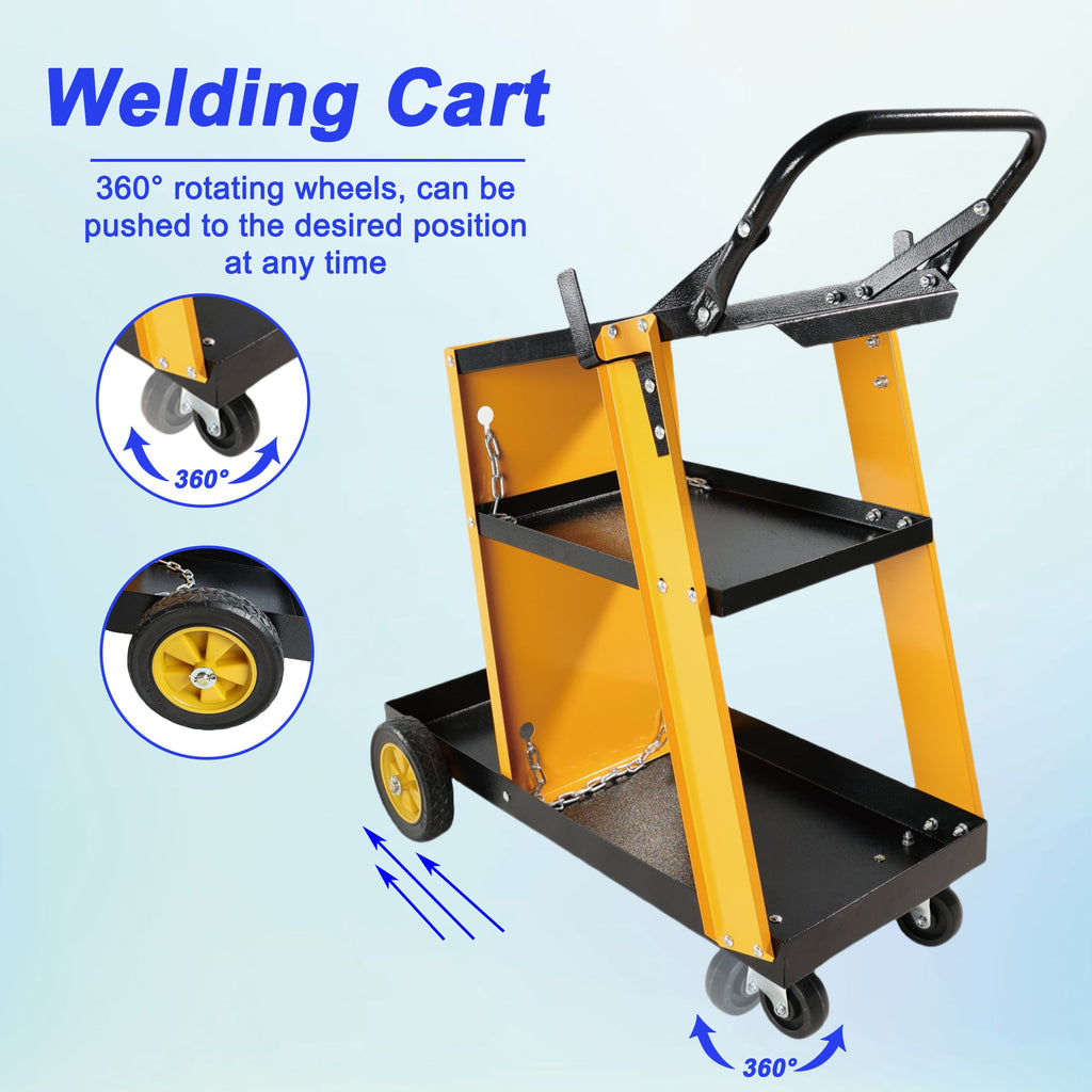 Multi Function 3 Tier Welding Cart with Iron Construction - Black