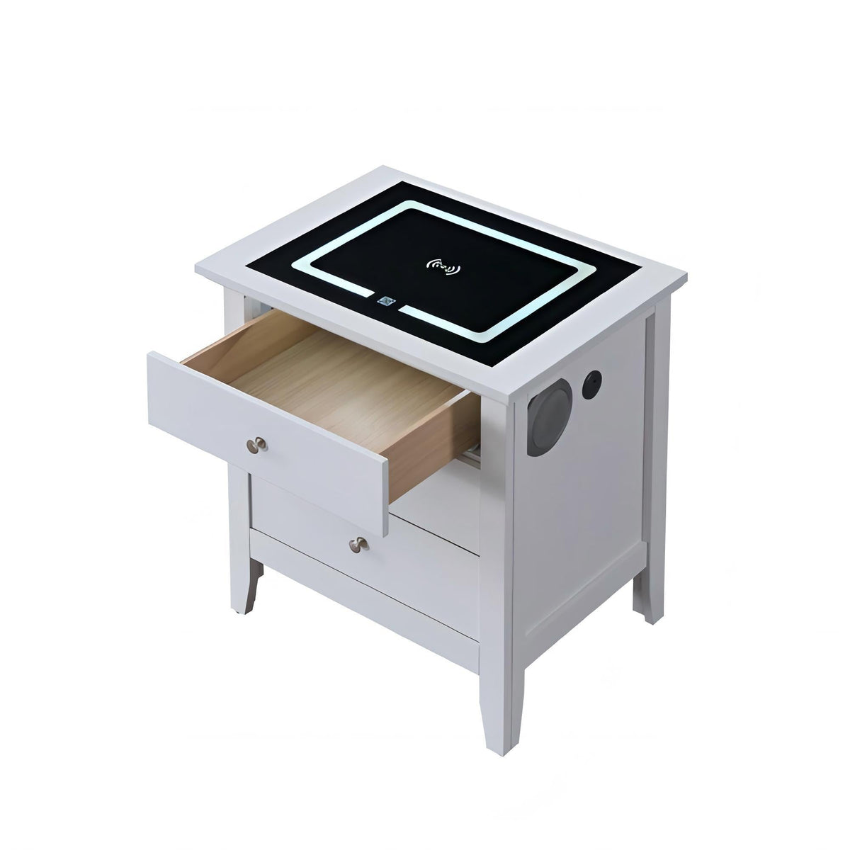Smart 3 Drawer Nightstand with USB Charging and Integrated Speakers - White