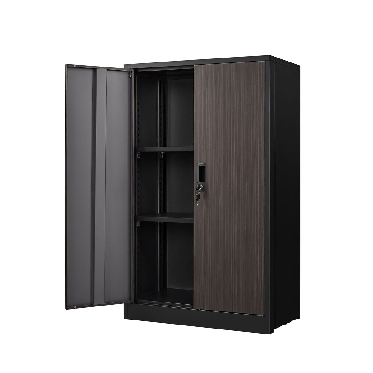 Metal Storage Cabinet With Locking Doors And Adjustable Shelf