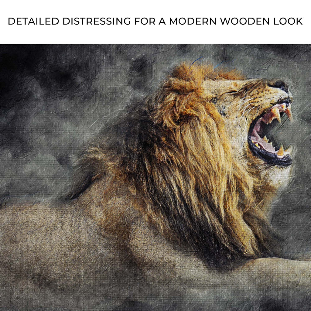 Lion Yawn Painting Canvas Wall Art