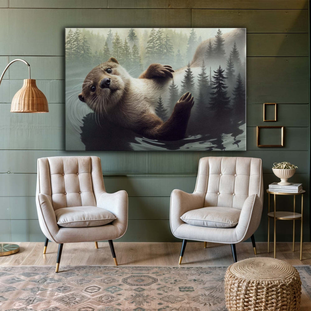 Otter Double Exposure Wall Art