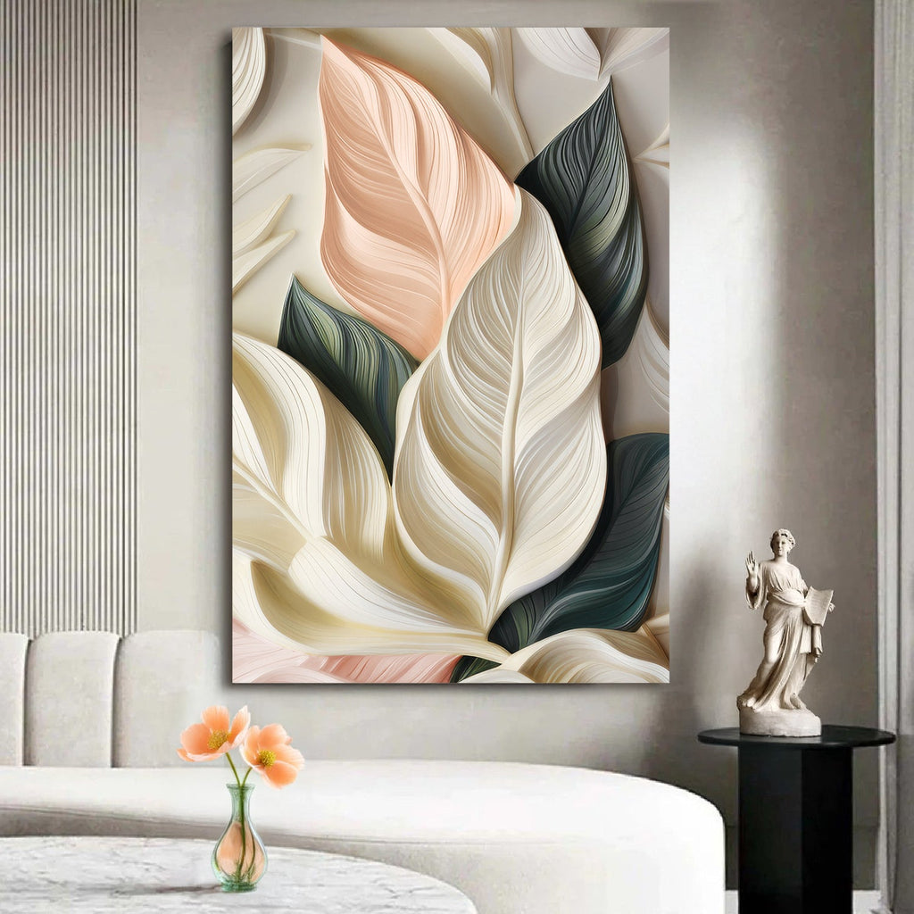 Elegant Pastel Leaf Wall Art
