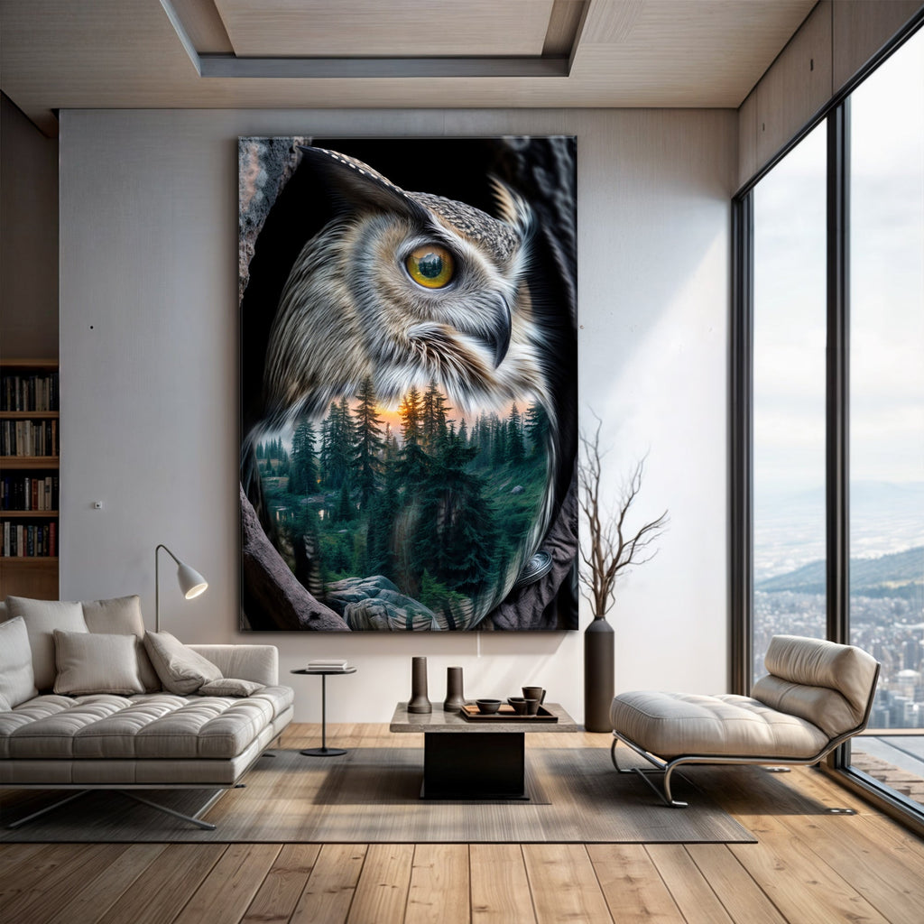 Owl Double Exposure Wall Art