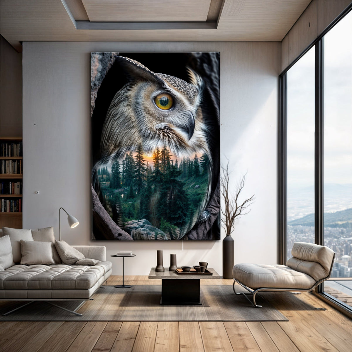 Owl Double Exposure Wall Art