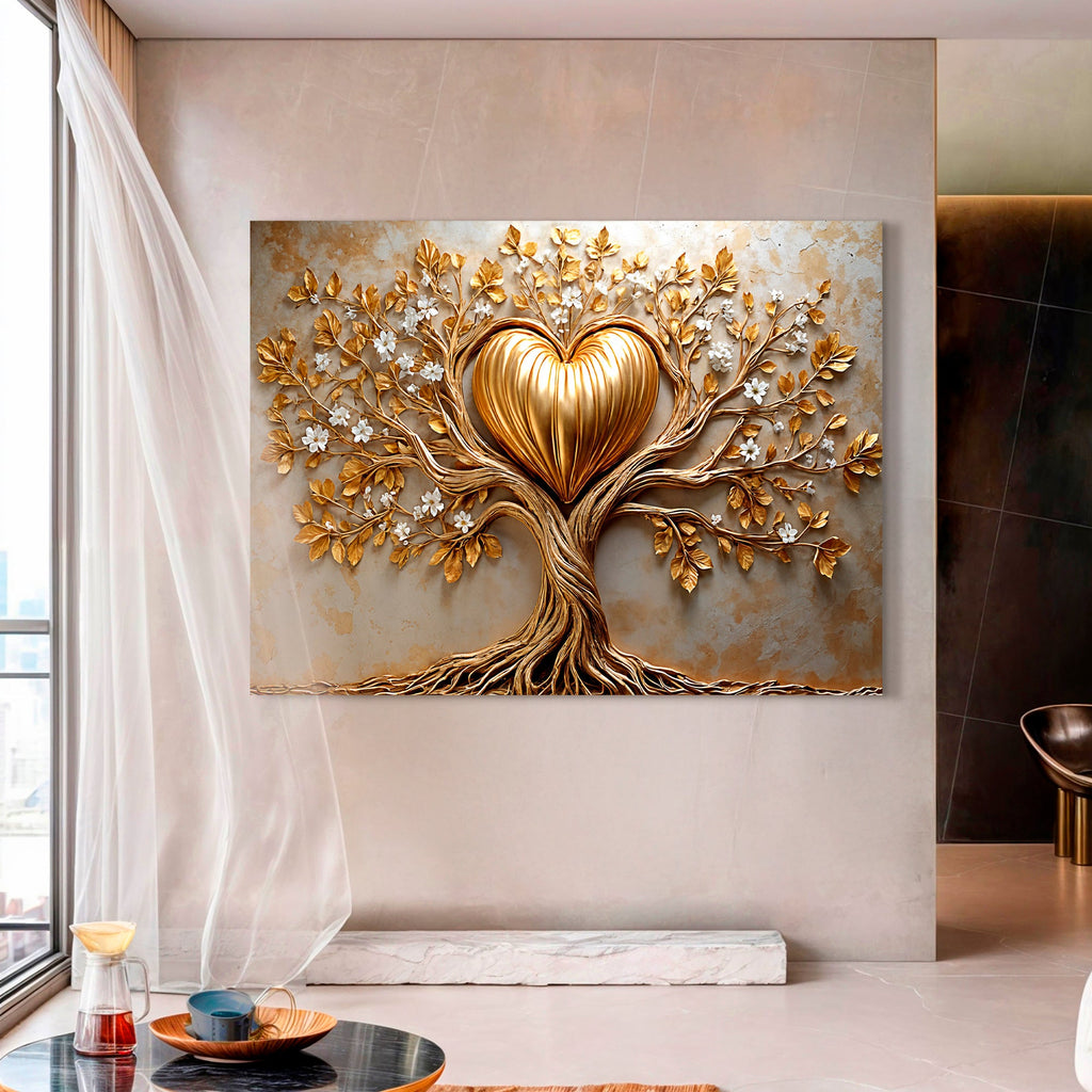Golden Tree Heart Wall Art