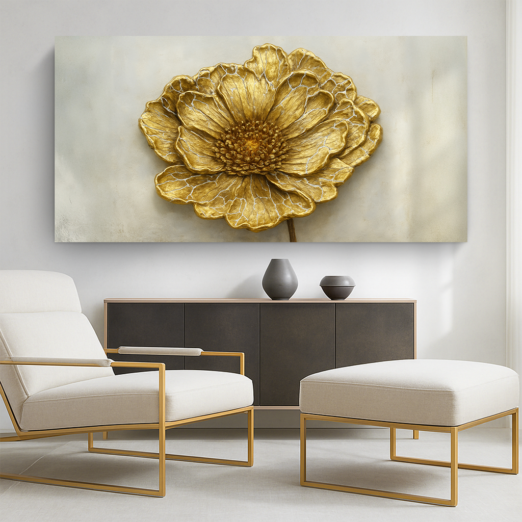 Golden Dandelion Minimalist Abstract Wall Art VI