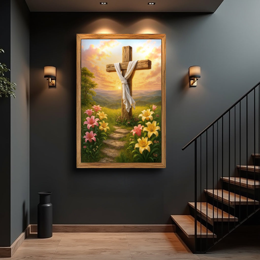 Cross and Flowers Faith Wall Art II