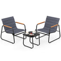 3 Pieces Patio Bistro Set Outdoor Fabric Conversation Set-Gray