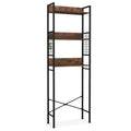 3-Tier Over-the-Toilet Storage Rack with 3 Hooks-Rustic Brown