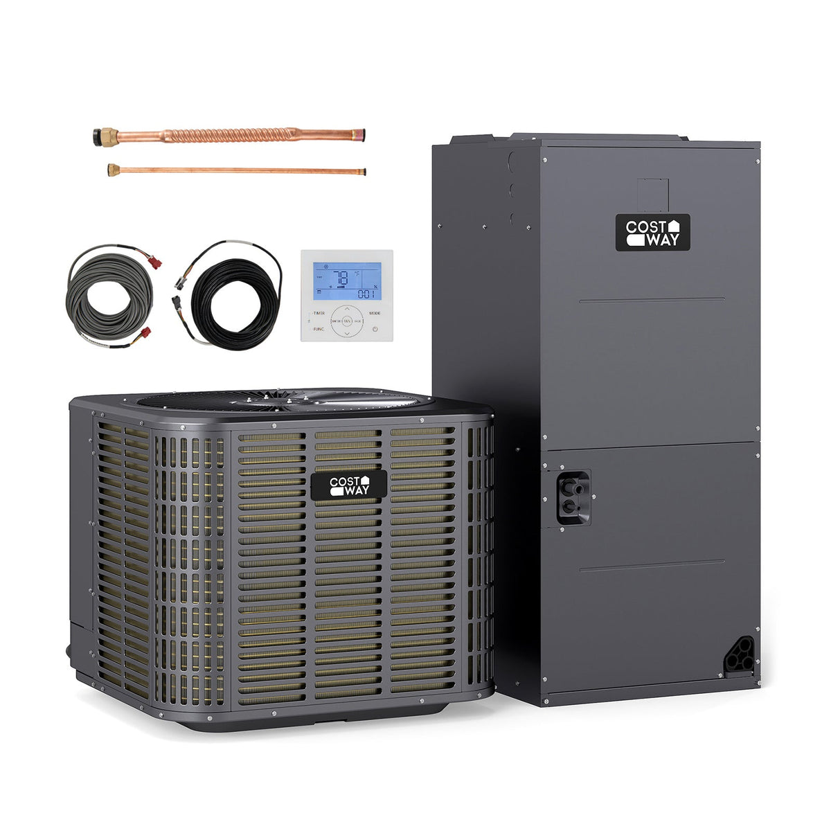 3 Ton 19 SEER2 Central Air Conditioner Heat Pump System with Multi-Position Air Handler Unit