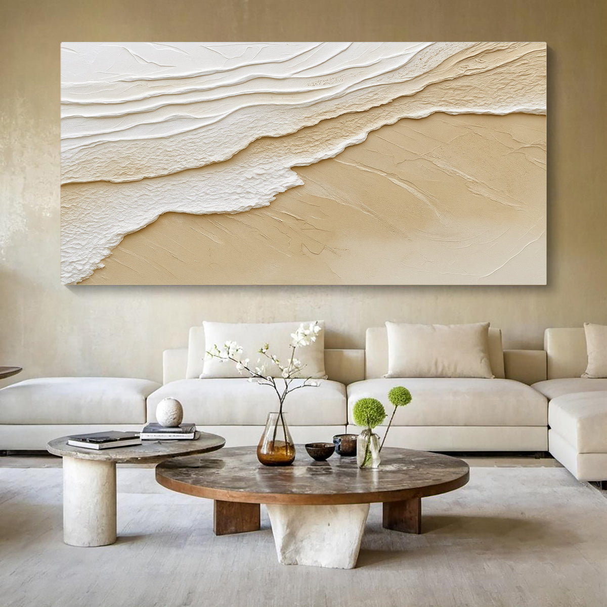 Neutral Ocean Waves Wall Art