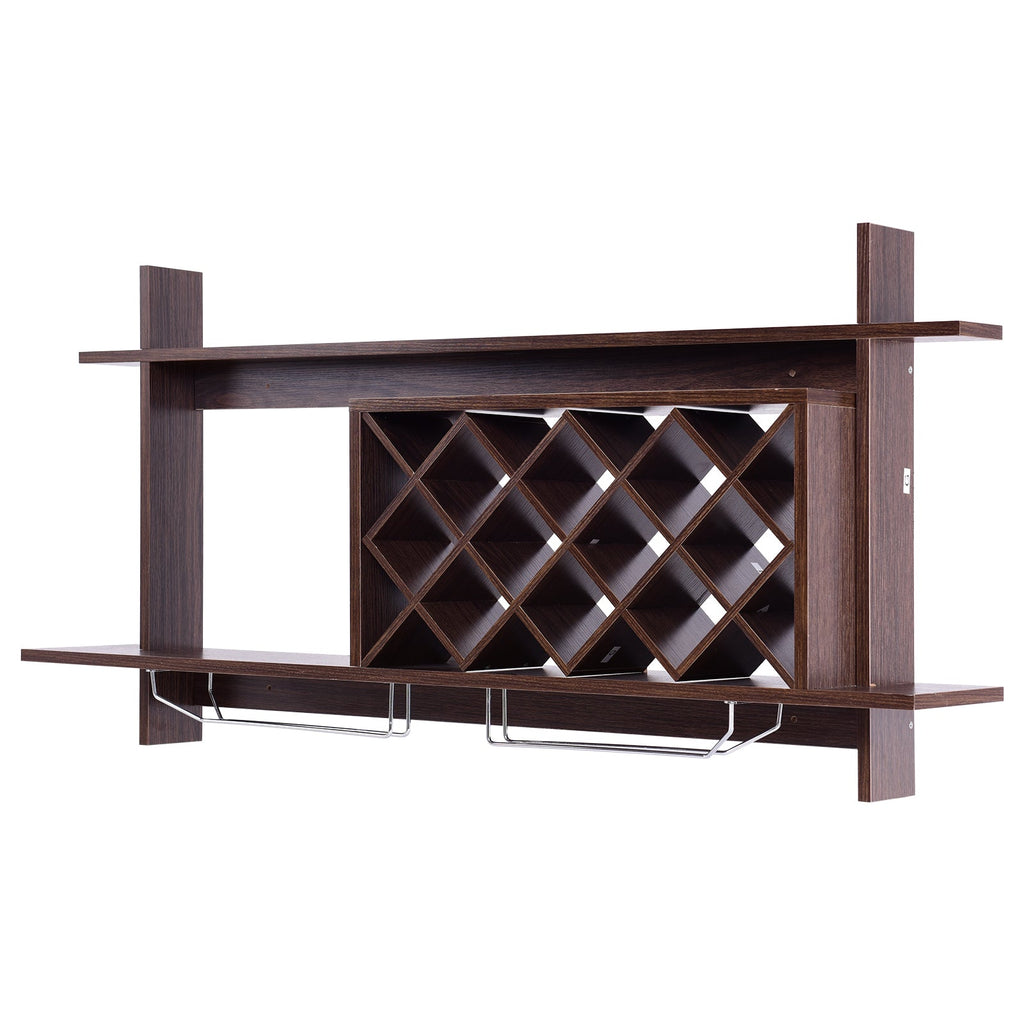 3-in-1 Dining Set: Windsor Chairs Industrial Sideboard & Wall-Mount Wine Rack Combo
