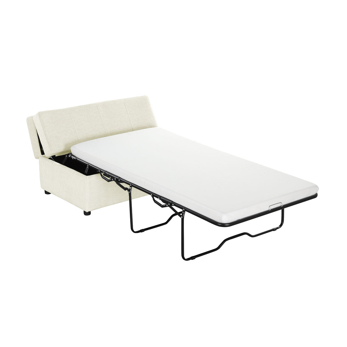 Twin Size Folding Ottoman Sleeper Bed with Mattress - Light Brown, Black, Dark Gray, White
