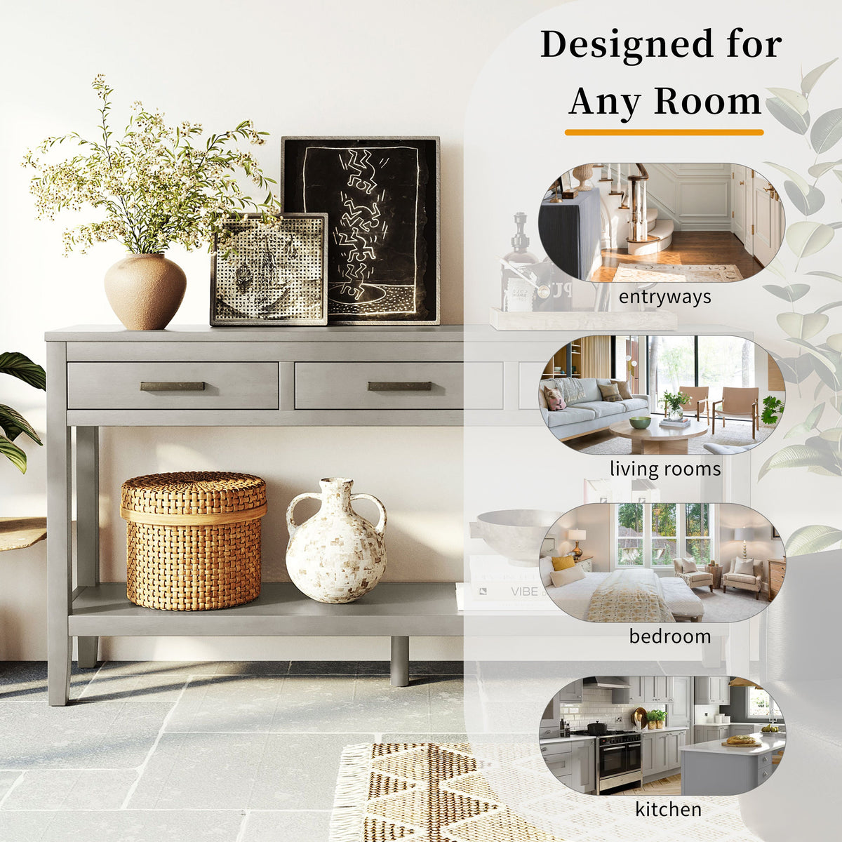 59.1'' Farmhouse Console Table with 3 Drawers - Painted Finish