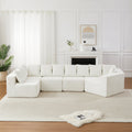 Extra-Large L-Shaped Chenille Sectional Sofa with 11 Pillows - Neutral Fabric