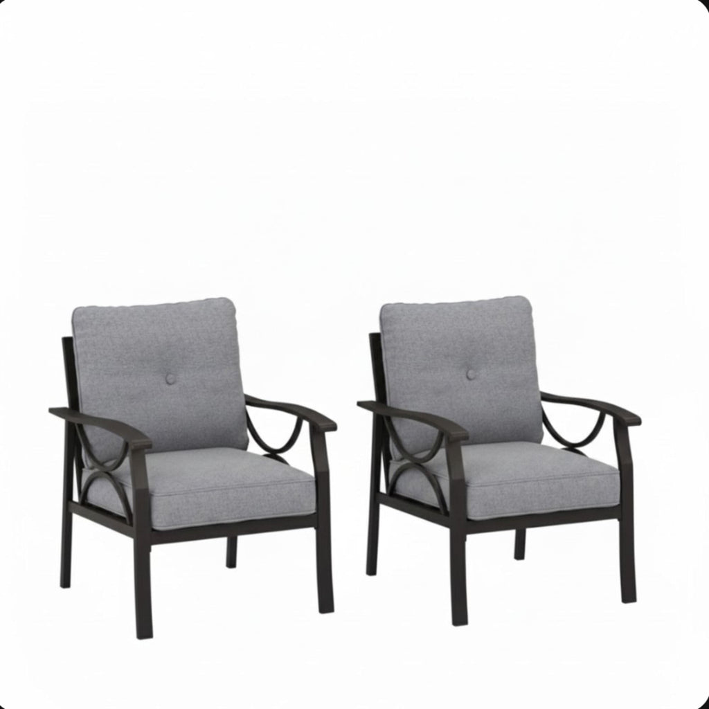 All-Weather Armchairs with Cushions, Modern Sculptural Design – Beige or Dark Gray