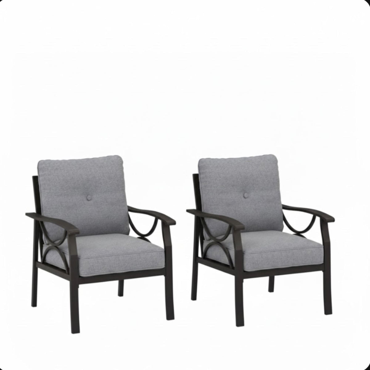 All-Weather Armchairs with Cushions, Modern Sculptural Design – Beige or Dark Gray