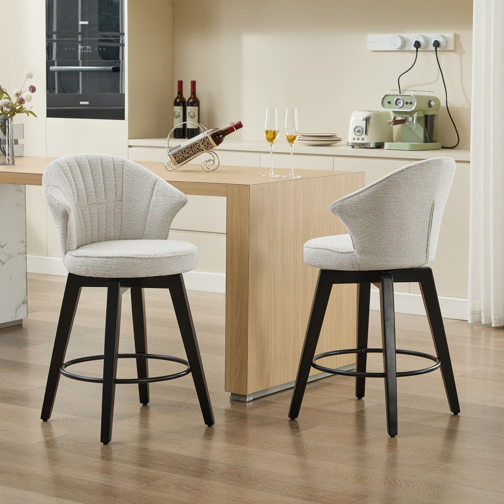 Wing Back Swivel Bar Stools with Adjustable Leveling Feet - Dark Gray or White