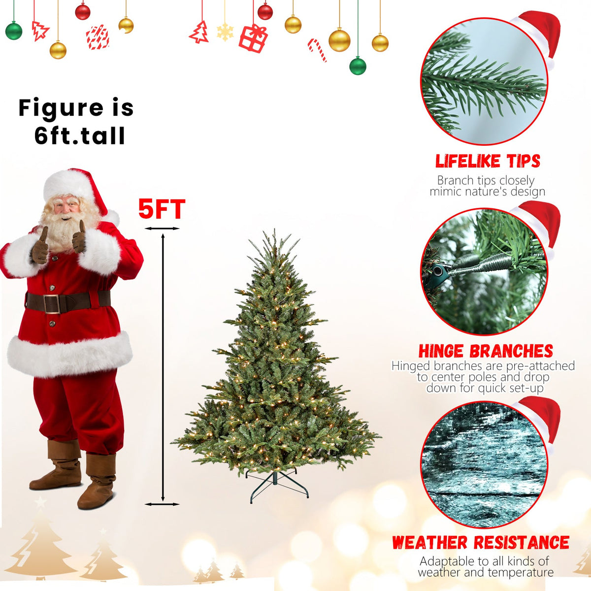 7FT Full-Shape Christmas Tree with 750 UL Lights and Metal Stand