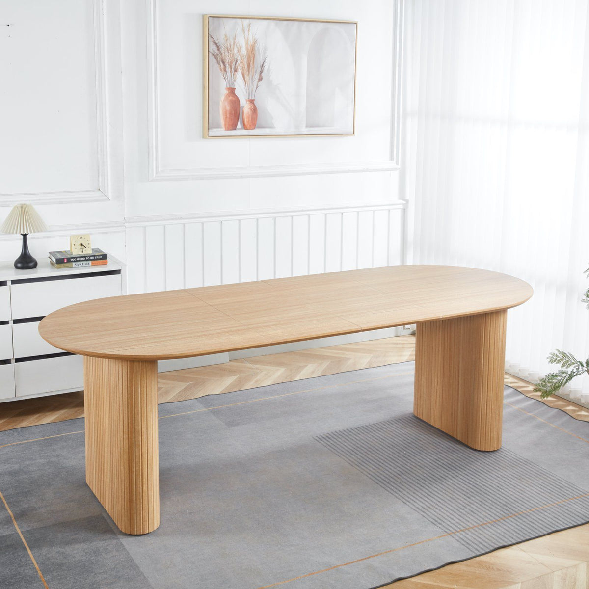 Extensible Dining Table with Metal Legs - Oak