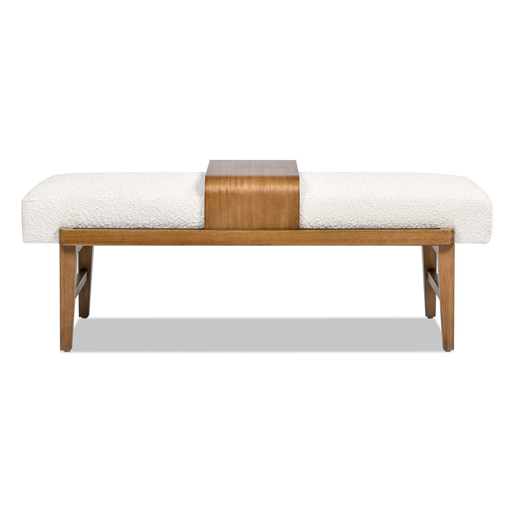 Modern Telephone Bench with Sliding Shelf – Ivory White