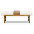 Modern Telephone Bench with Sliding Shelf – Ivory White