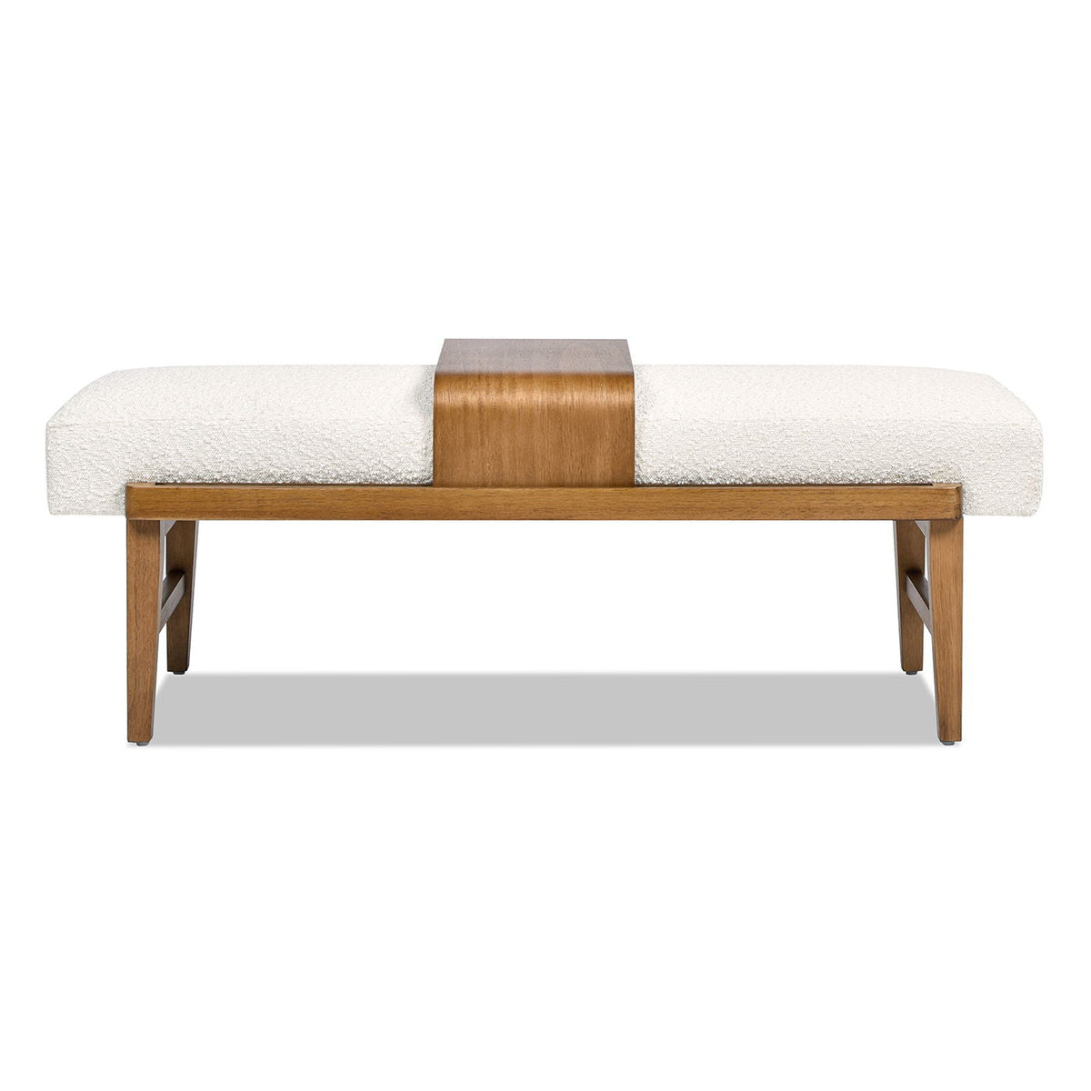 Modern Telephone Bench with Sliding Shelf – Ivory White