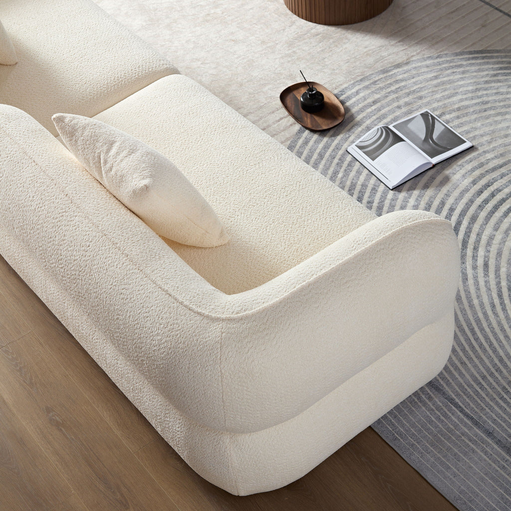 Sectional Sofa with Durable Fabric and Solid Wood Frame - Dark Brown or White
