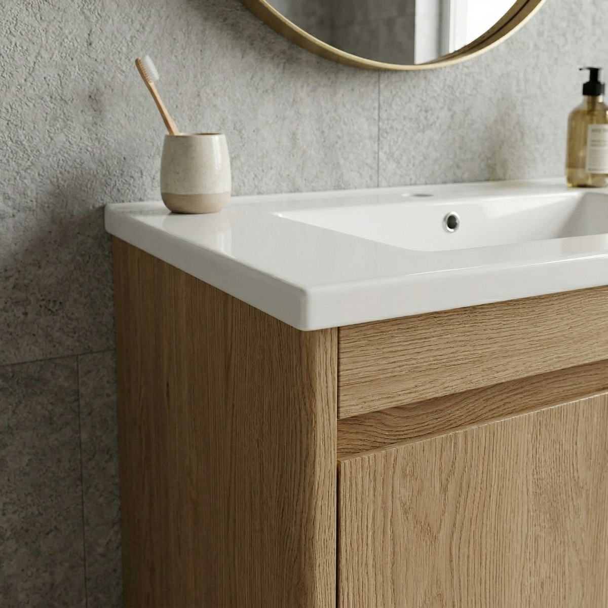 Ceramic Bathroom Vanity Sink Top with Single Hole - White
