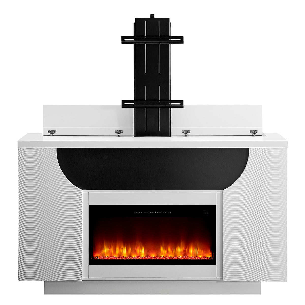 Aurora - Fireplace TV Lift With Adjustable Temperature And LED Colors - White
