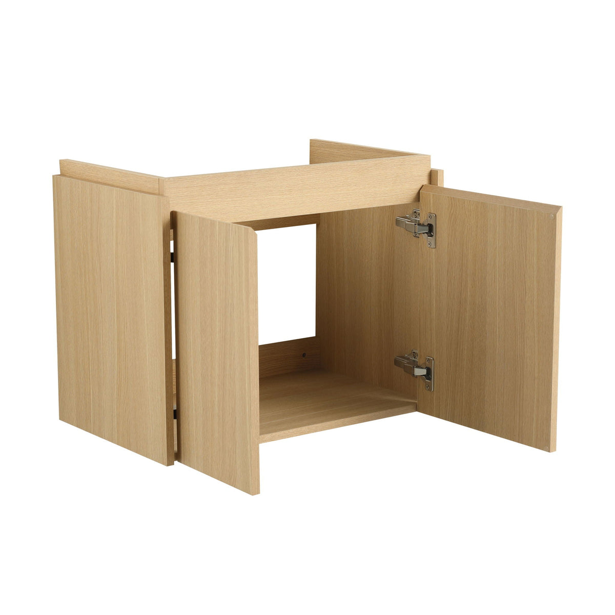 Modern Bathroom Vanity with Ceramic Basin and Storage Cabinet - Light Brown, Black, or White