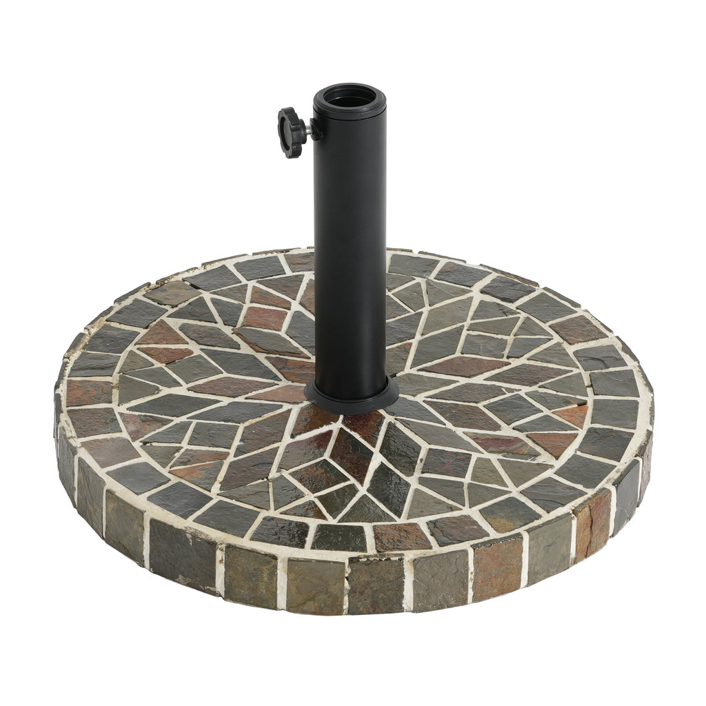 Enzo Tile Round Umbrella Base with Adjustable Support - Multi-Colored Mosaic