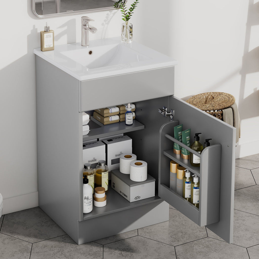 Bathroom Vanity with Sink and Adjustable Shelf - Multiple Colors