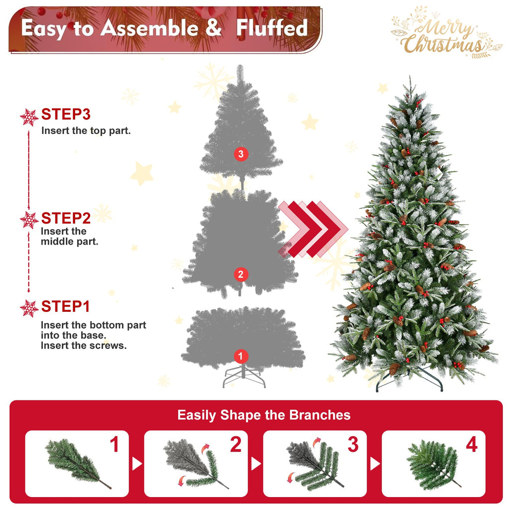 6FT Christmas Tree with 1593 Tips - Realistic Full PVC Green