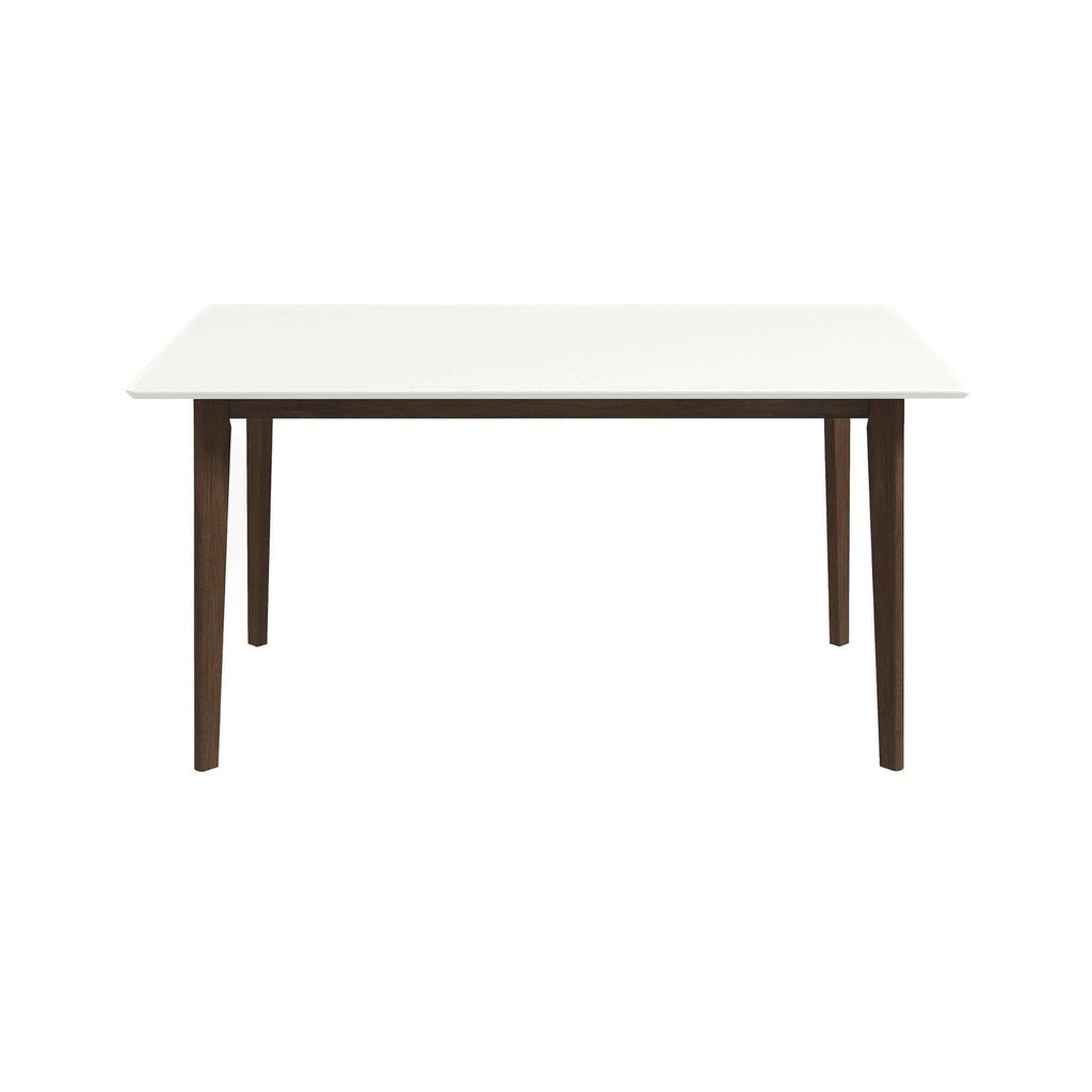 Mid-Century Modern Solid Wood Dining Table with Beveled Edges - Dark Brown or White