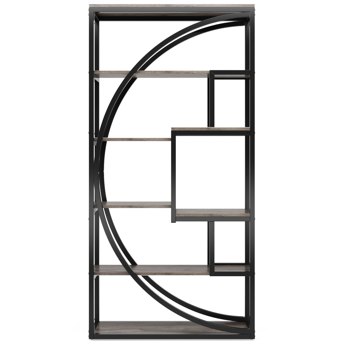 5 Tier Etagere Bookshelf with 8 Open Shelves - Dark Brown or Dark Gray