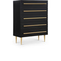 Contemporary 5 Drawer Chest with Brushed Metal Accents - White or Black