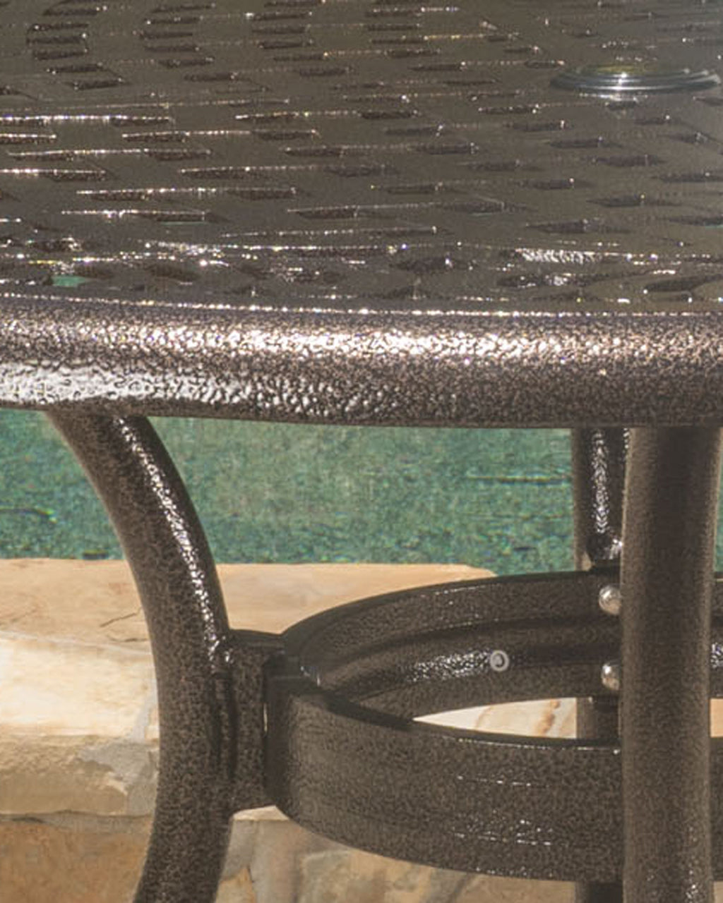 Phoenix 48in Round Patio Table with Lattice Design - Hammered Bronze