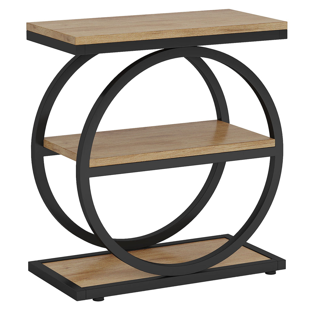 Industrial Narrow End Table with 3 Shelves - Dark Gray, Light Brown, or Dark Brown