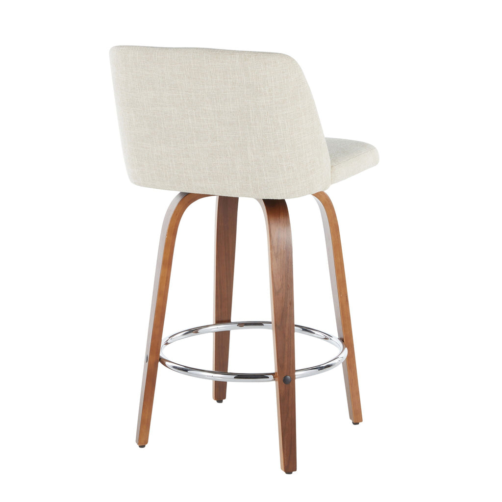 Mid-Century Modern Counter Stools with Padded Seat - Black or Gray