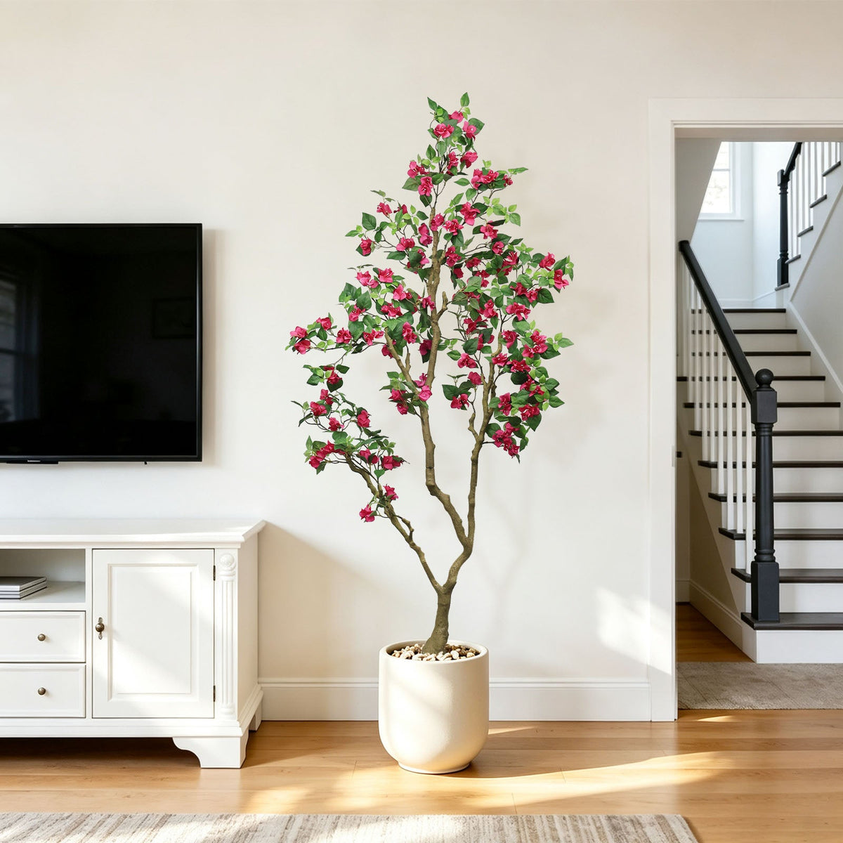 7Ft Artificial Bougainvillea Tree with Realistic Rose - Plastic