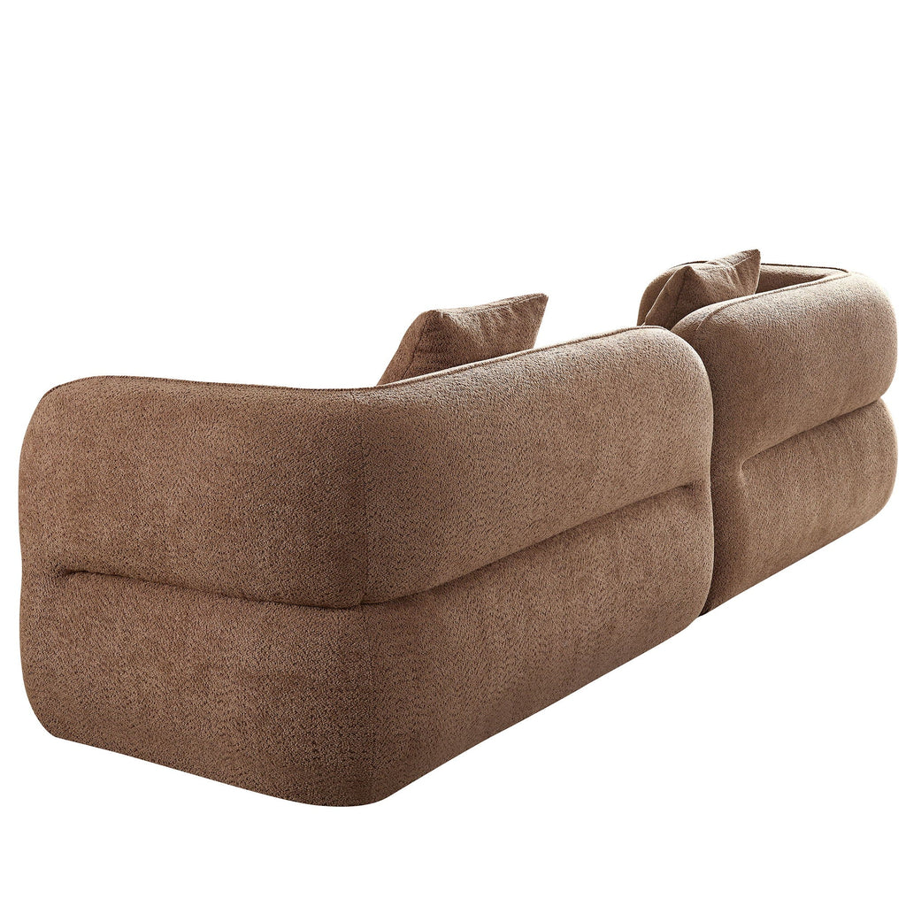 Sectional Sofa with Durable Fabric and Solid Wood Frame - Dark Brown or White