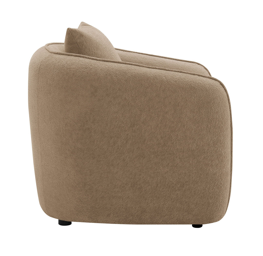 Keith Chenille Armchair with Matching Toss Pillow - Beige or Light Brown