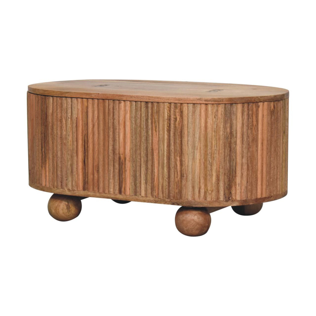 Solid Wood Soba Ball Lid-Up Coffee Table with Discreet Storage - Natural Oak-ish