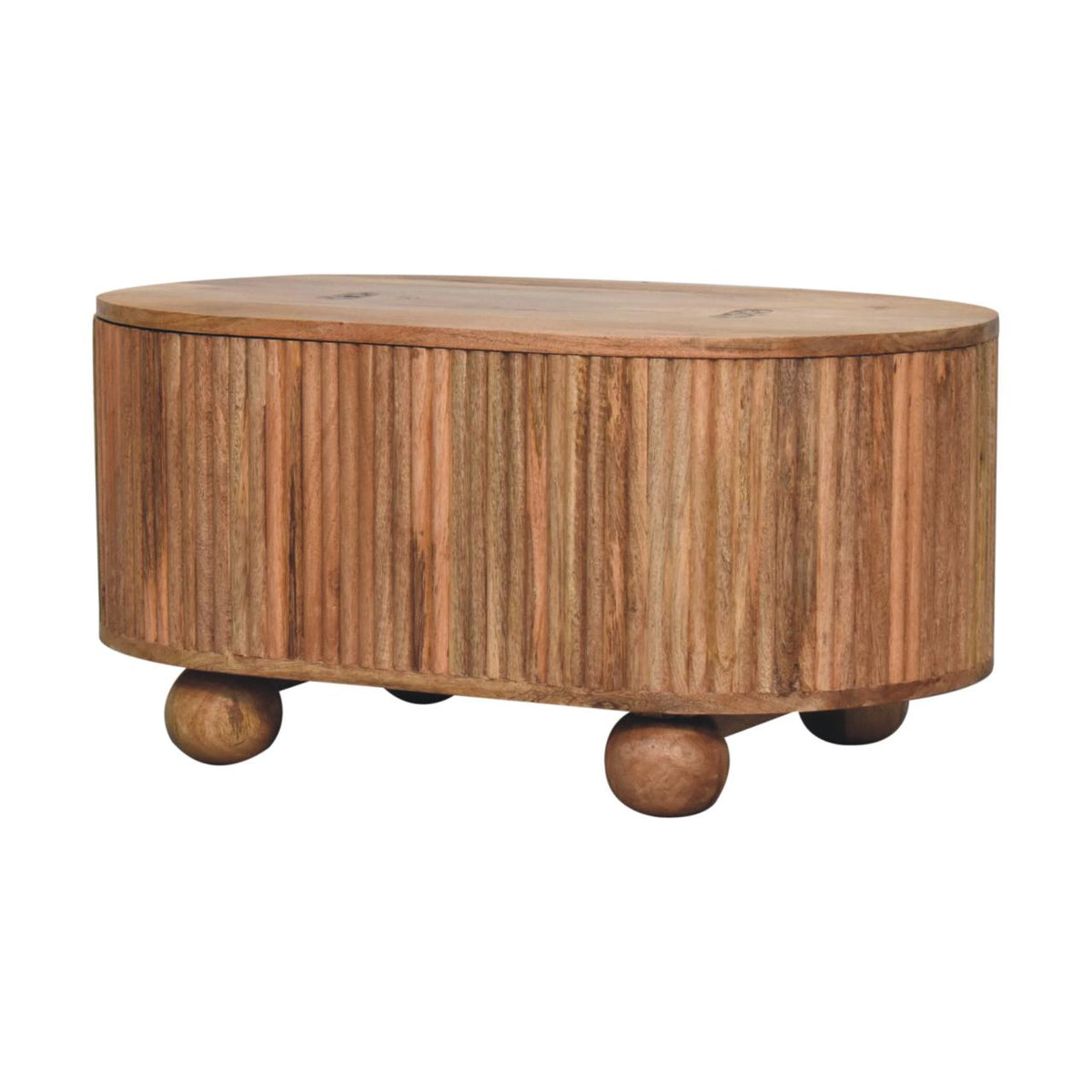 Solid Wood Soba Ball Lid-Up Coffee Table with Discreet Storage - Natural Oak-ish