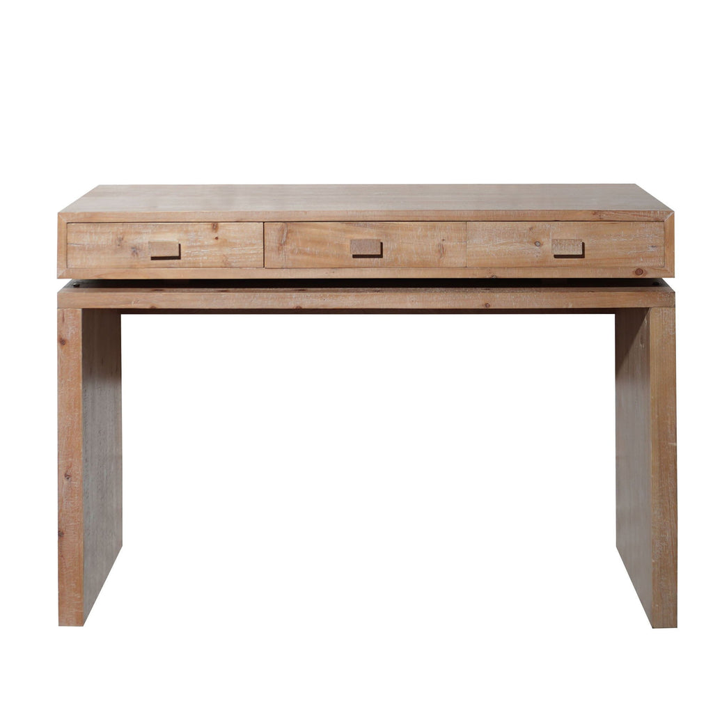 Rustic Wood Console Table with Three Drawers - Natural Finish