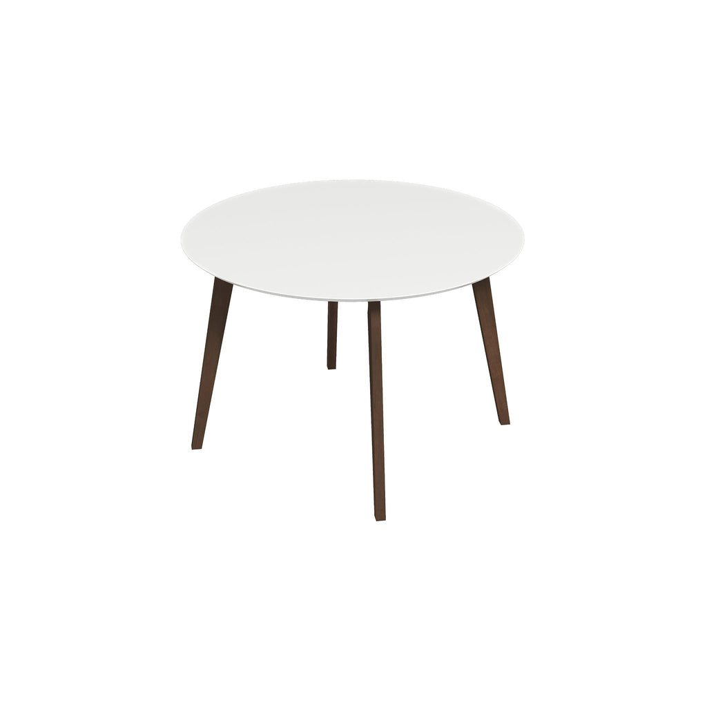 White 5 Piece Dining Table Set with Solid Wood Base - Alina