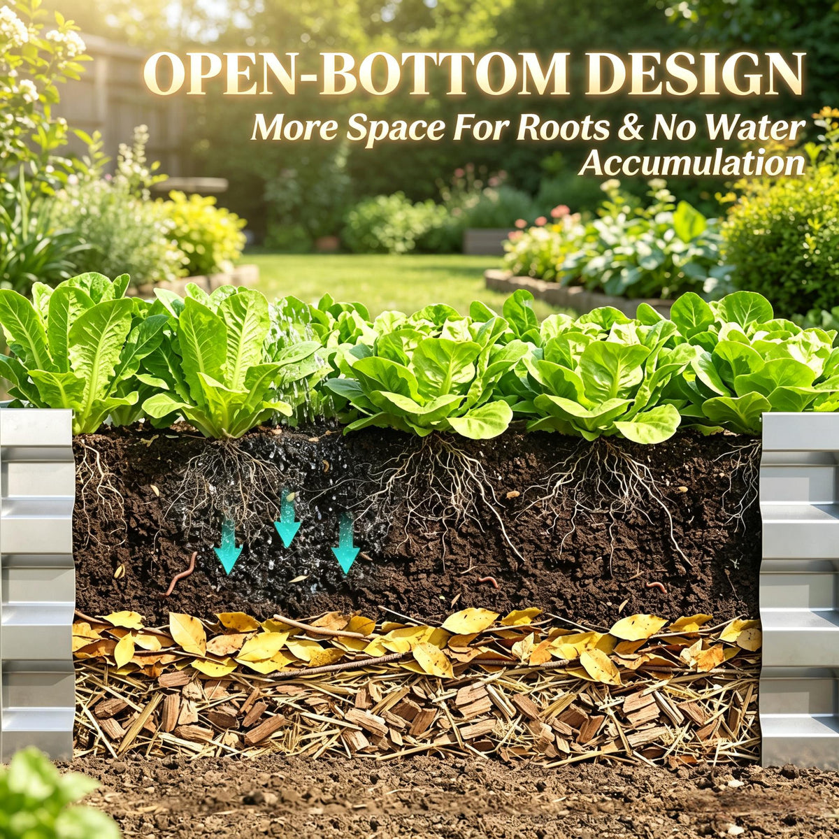 Galvanized Raised Garden Bed with Open Bottom - Silver